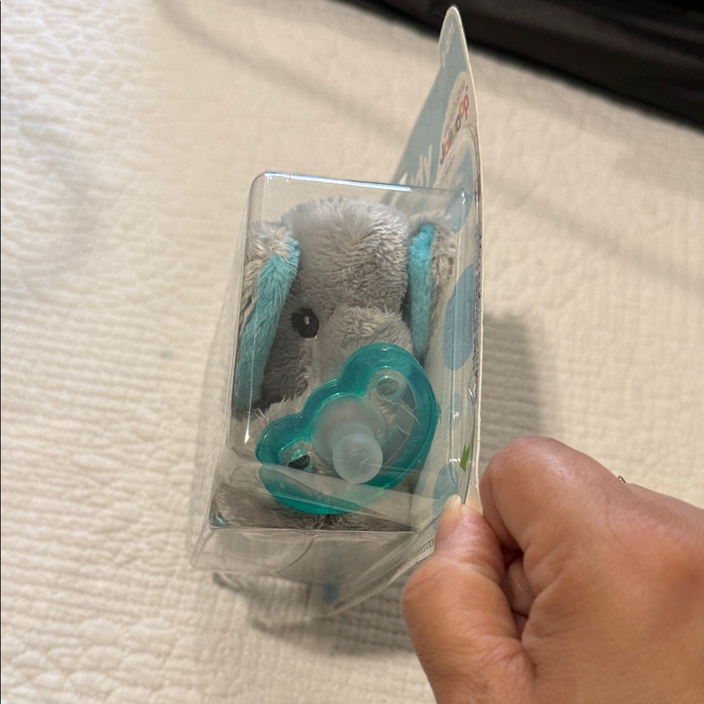 Gray Pacifier Holder Bib - Picture 3 of 3
